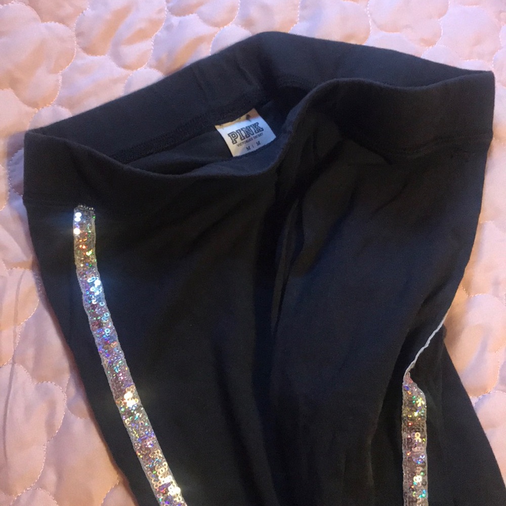 Victoria Secret Pink sequin black leggings